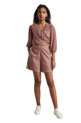 Zaccai Women's Brown Georgette Geometric Co-ord Set - Distacart