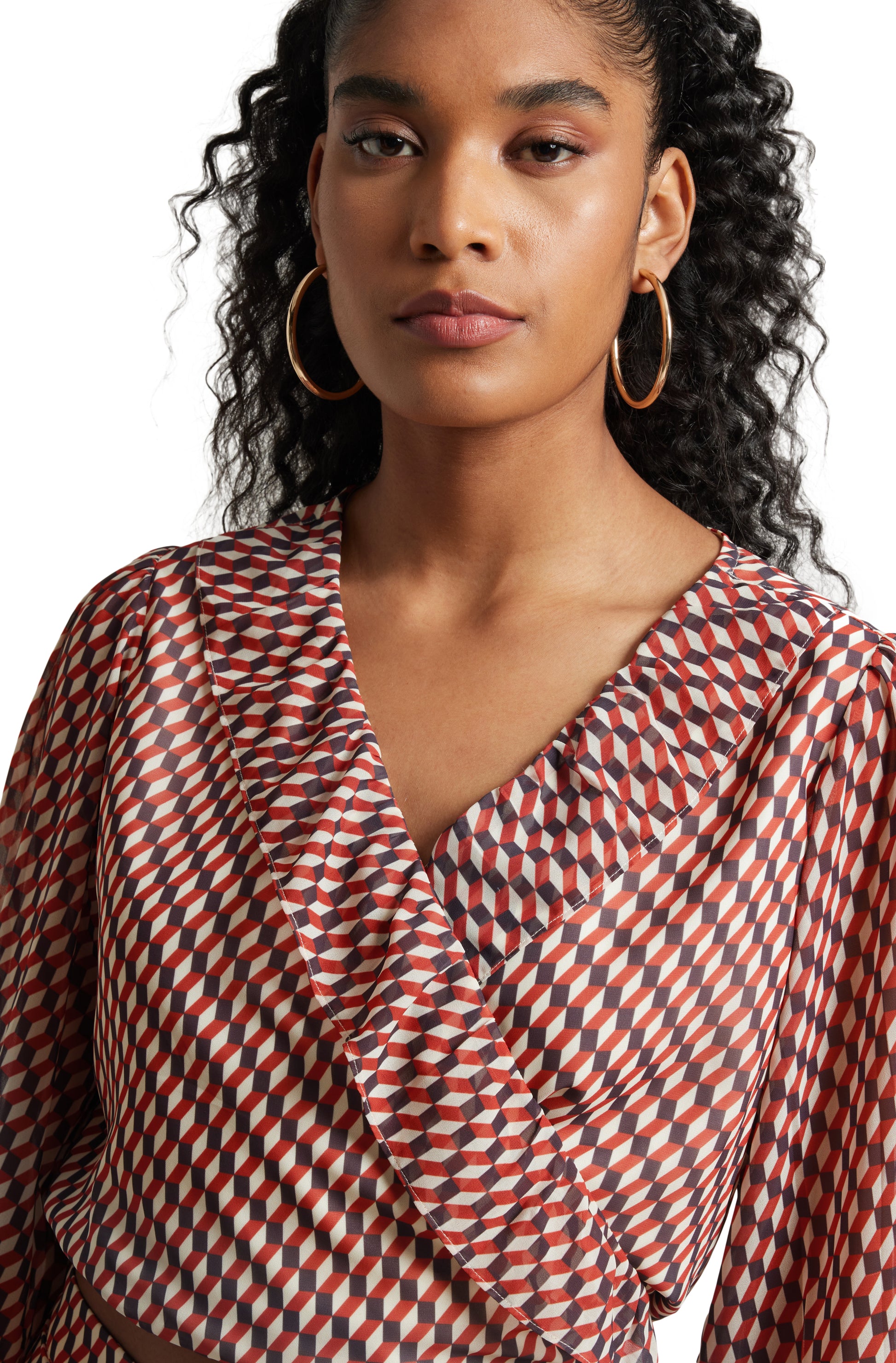 Zaccai Women's Brown Georgette Geometric Co-ord Set - Distacart