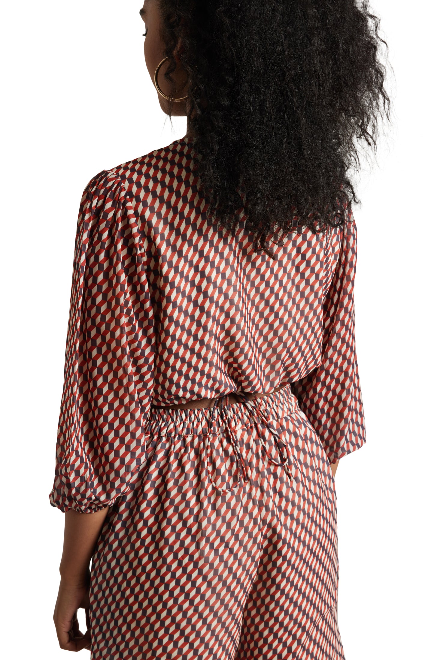 Zaccai Women's Brown Georgette Geometric Co-ord Set - Distacart