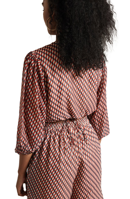 Zaccai Women's Brown Georgette Geometric Co-ord Set - Distacart