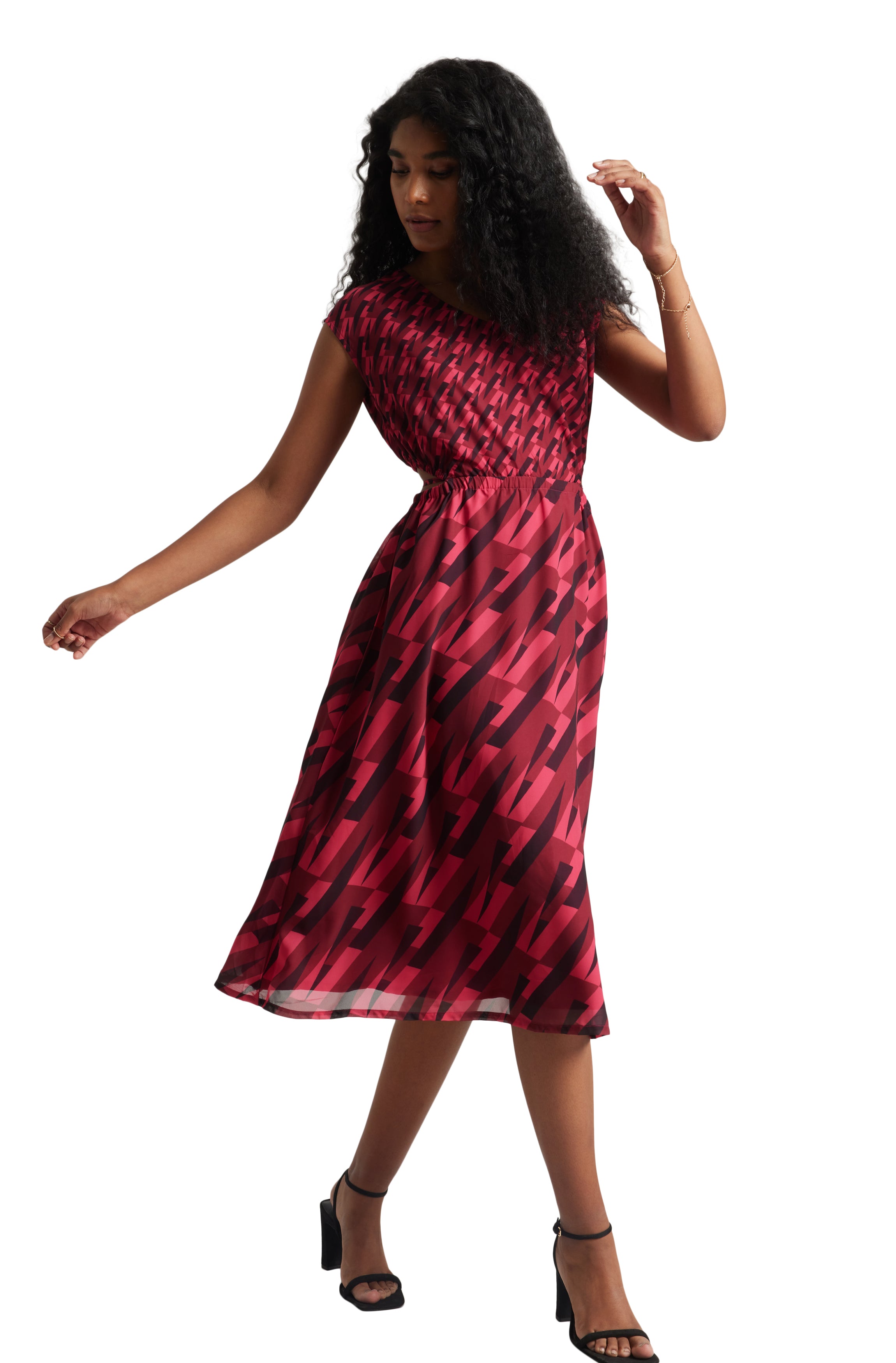 Zaccai Women's Pink Georgette Geometric Dress - Distacart