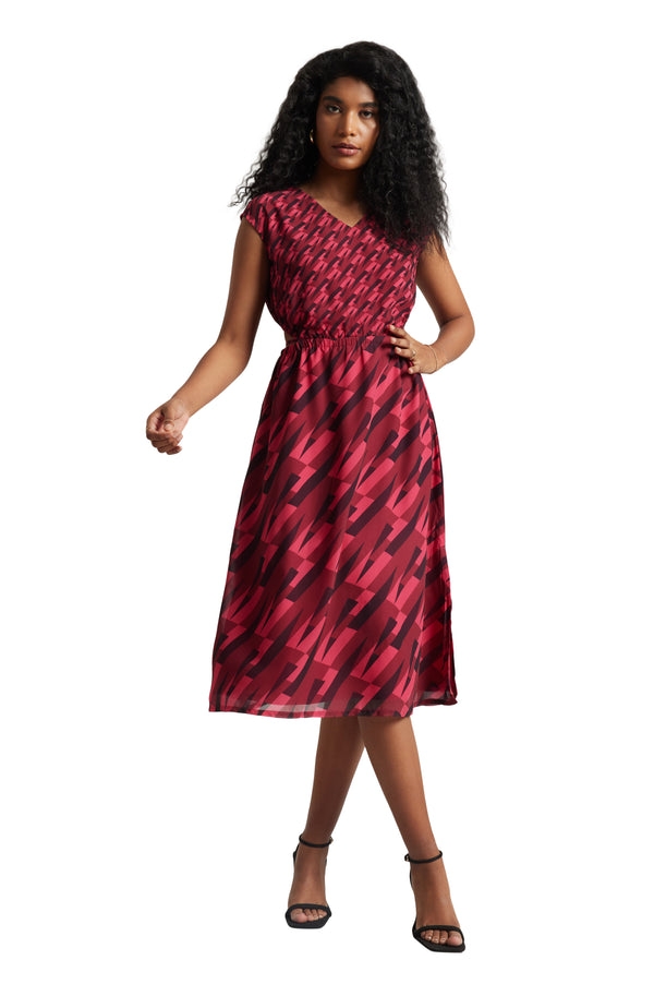Zaccai Women's Pink Georgette Geometric Dress - S Zaccai Women's Pink Georgette Geometric Dress - S