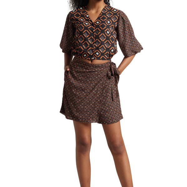 Zaccai Women's Black Georgette Geometric Co-ord Set - Distacart