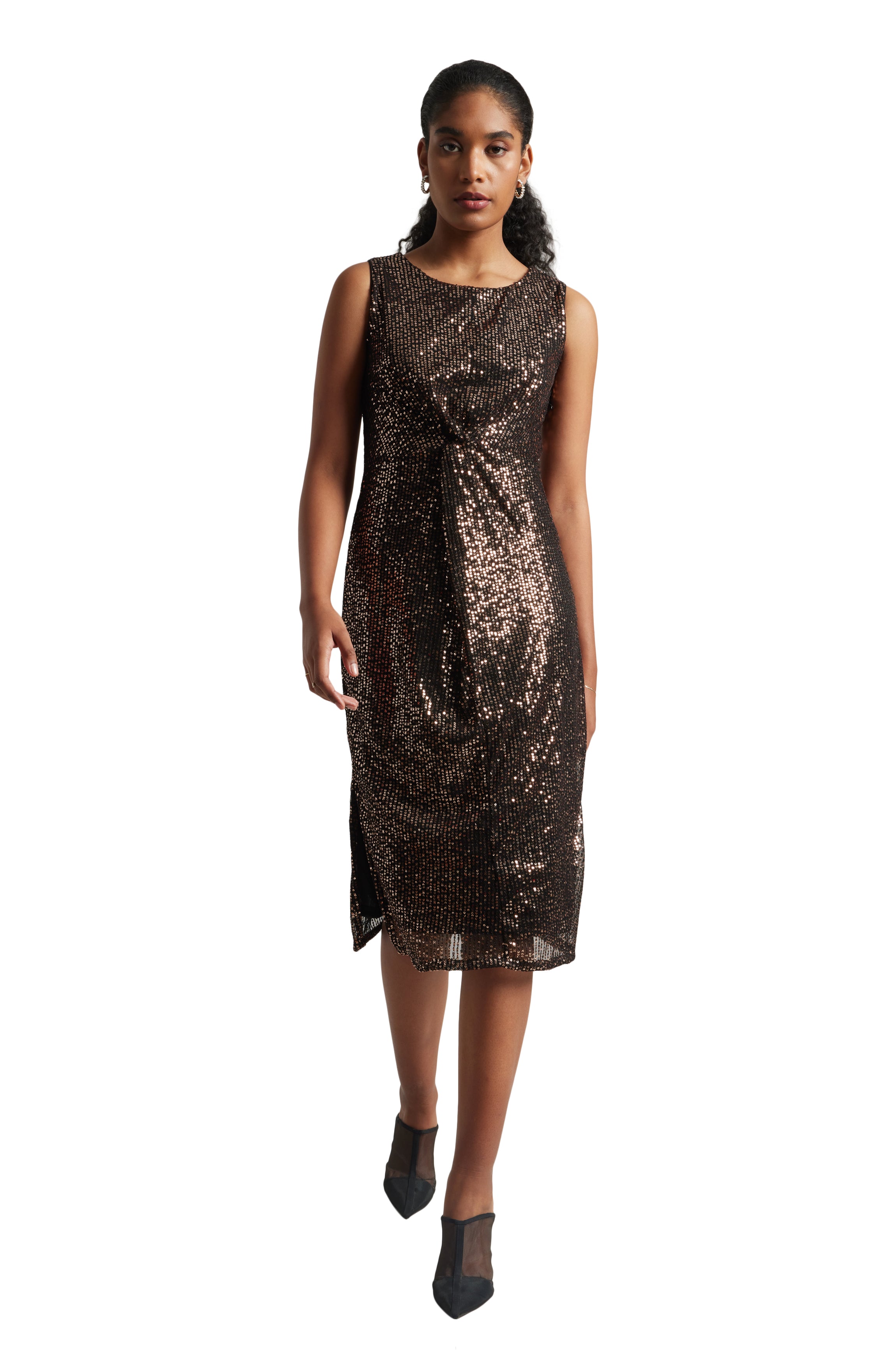 Zaccai Women's Black Poly Elastane Sequined Dress - Distacart
