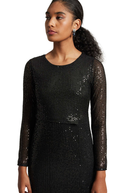Zaccai Women's Black Poly Elastane Sequined Dress - Distacart