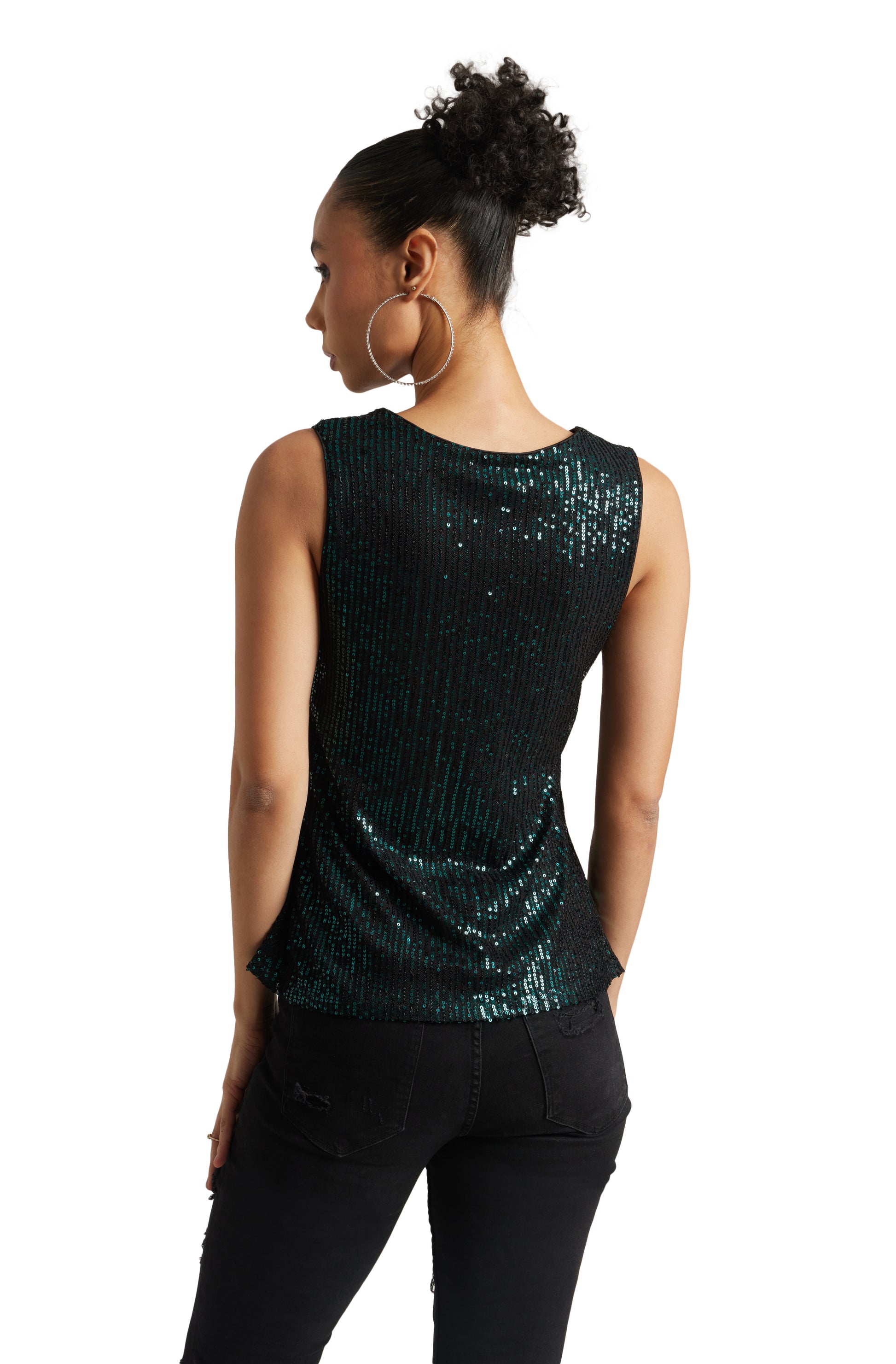 Zaccai Women's Black Poly Elastane Sequined Top - Distacart