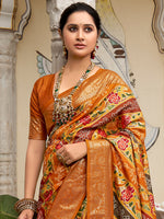 Thumbnail for NOZ2TOZ Women's Tussar Silk Mustard Printed Designer Saree With Blouse Piece - Distacart