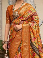 Thumbnail for NOZ2TOZ Women's Tussar Silk Mustard Printed Designer Saree With Blouse Piece - Distacart