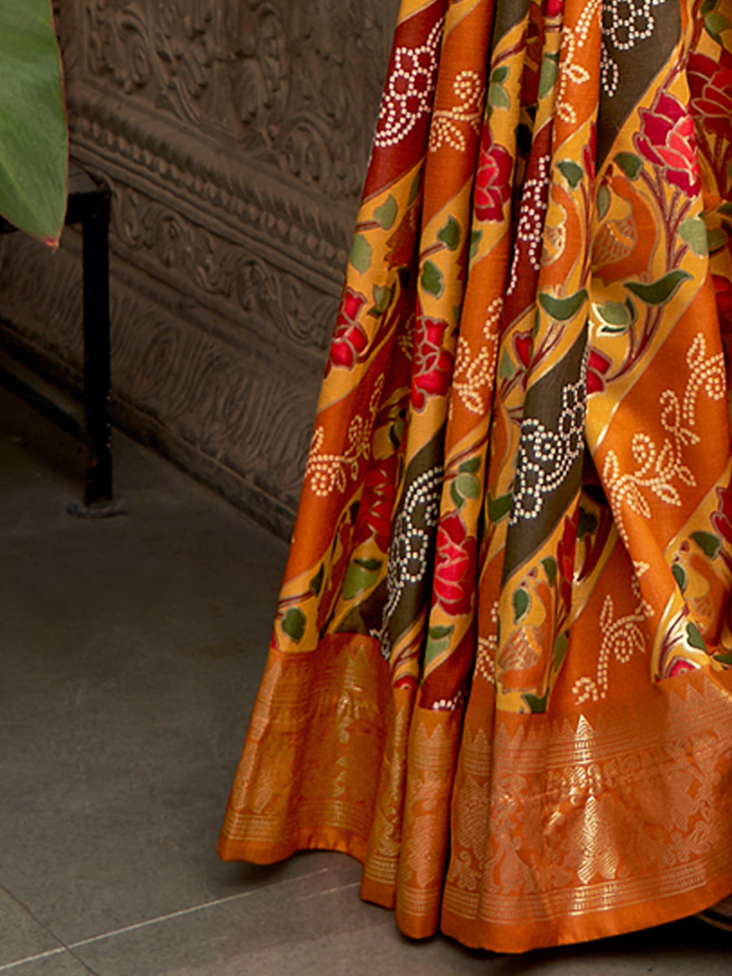 NOZ2TOZ Women's Tussar Silk Mustard Printed Designer Saree With Blouse Piece - Distacart