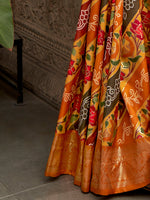 Thumbnail for NOZ2TOZ Women's Tussar Silk Mustard Printed Designer Saree With Blouse Piece - Distacart
