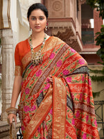 Thumbnail for NOZ2TOZ Women's Tussar Silk Orange Printed Designer Saree With Blouse Piece - Distacart