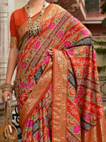Thumbnail for NOZ2TOZ Women's Tussar Silk Orange Printed Designer Saree With Blouse Piece - Distacart