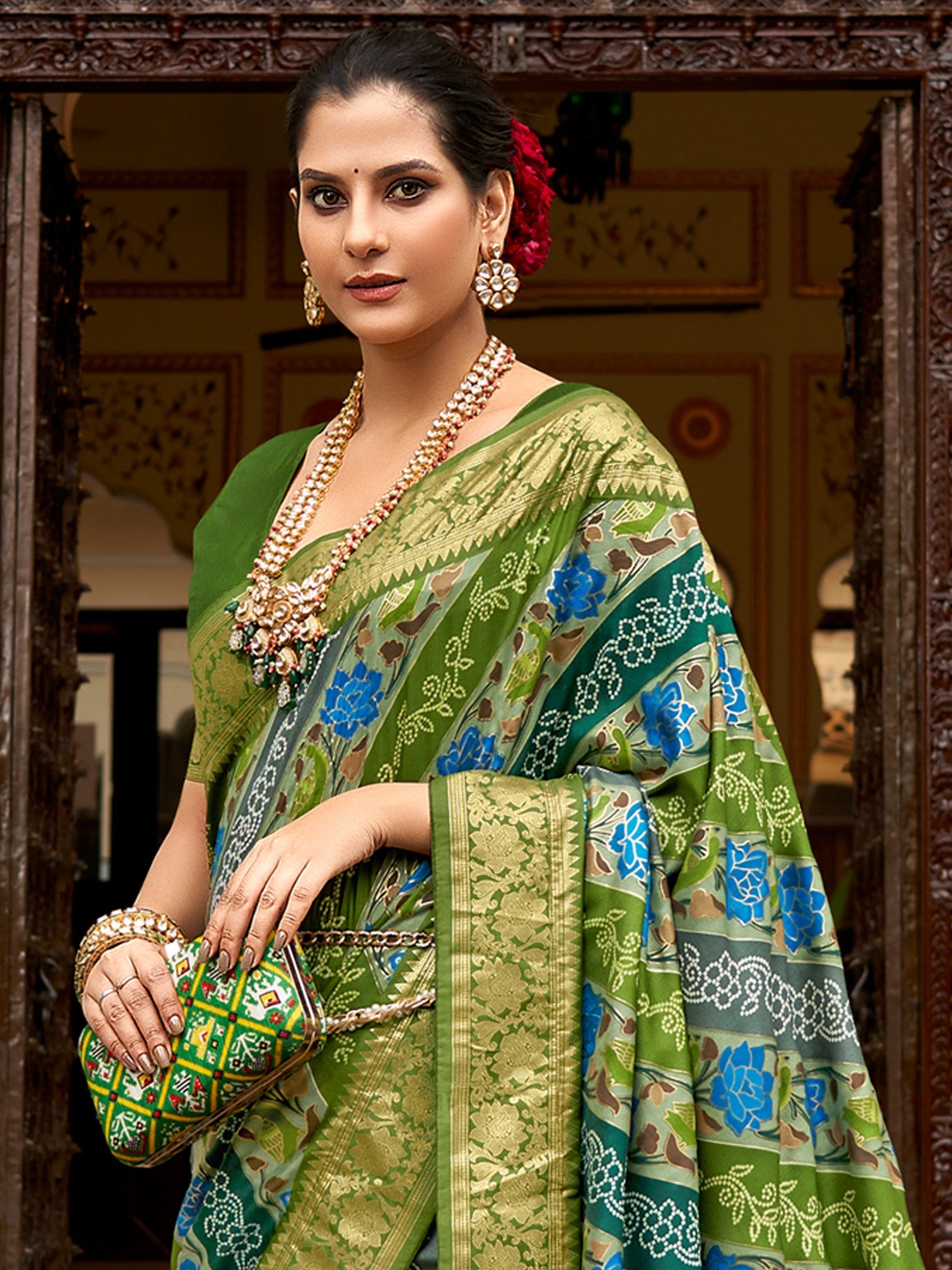 NOZ2TOZ Women's Tussar Silk Light Green Printed Designer Saree With Blouse Piece - Distacart