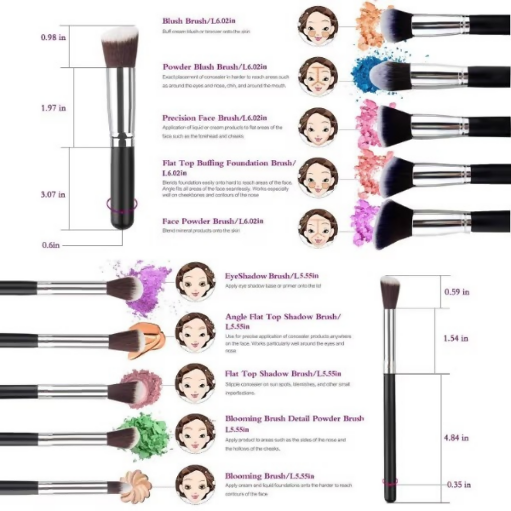 Bronson Professional Premium 10 Pcs Makeup Brush Set - Dista