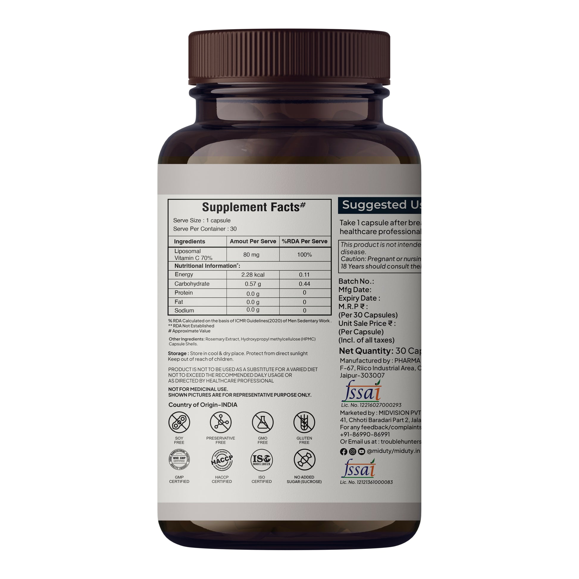 Miduty Liposomal Vitamin C - Immunity Booster Capsules - Distacart