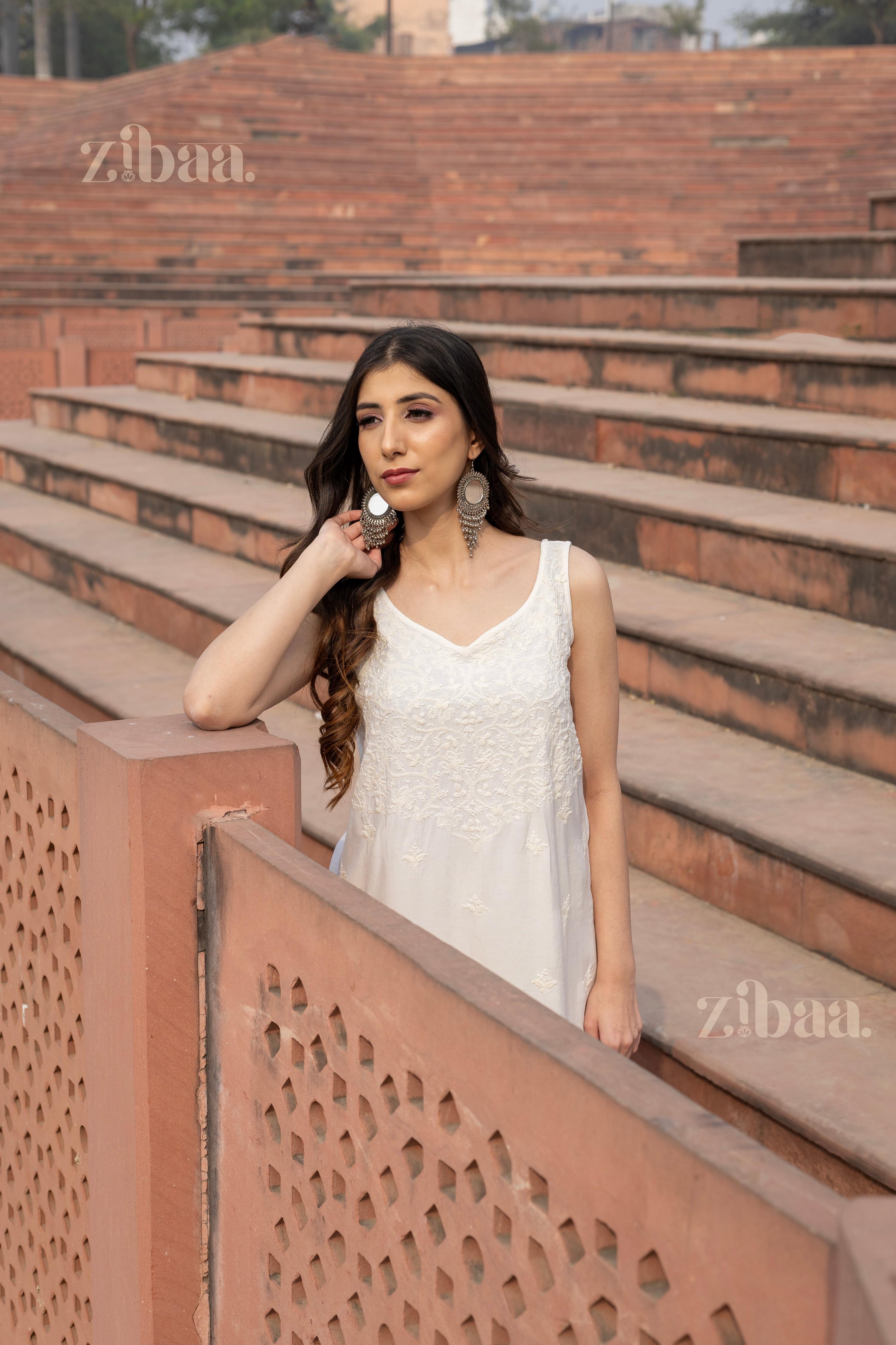 Zibaa Ivory Muslin Chikankari Co-ord Set