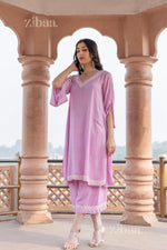 Thumbnail for Zibaa Lilac Rayon Chikankari Co-ord Set