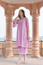 Thumbnail for Zibaa Lilac Rayon Chikankari Co-ord Set