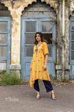 Thumbnail for Zibaa Muslin Golden Beige Chikankari Co-ord Set