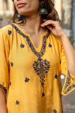 Thumbnail for Zibaa Muslin Golden Beige Chikankari Co-ord Set
