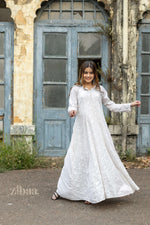 Thumbnail for Zibaa Cotton Ivory Chikankari Anarkali