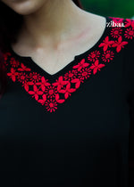 Thumbnail for Zibaa Modal Red & Black Chikankari Kurta