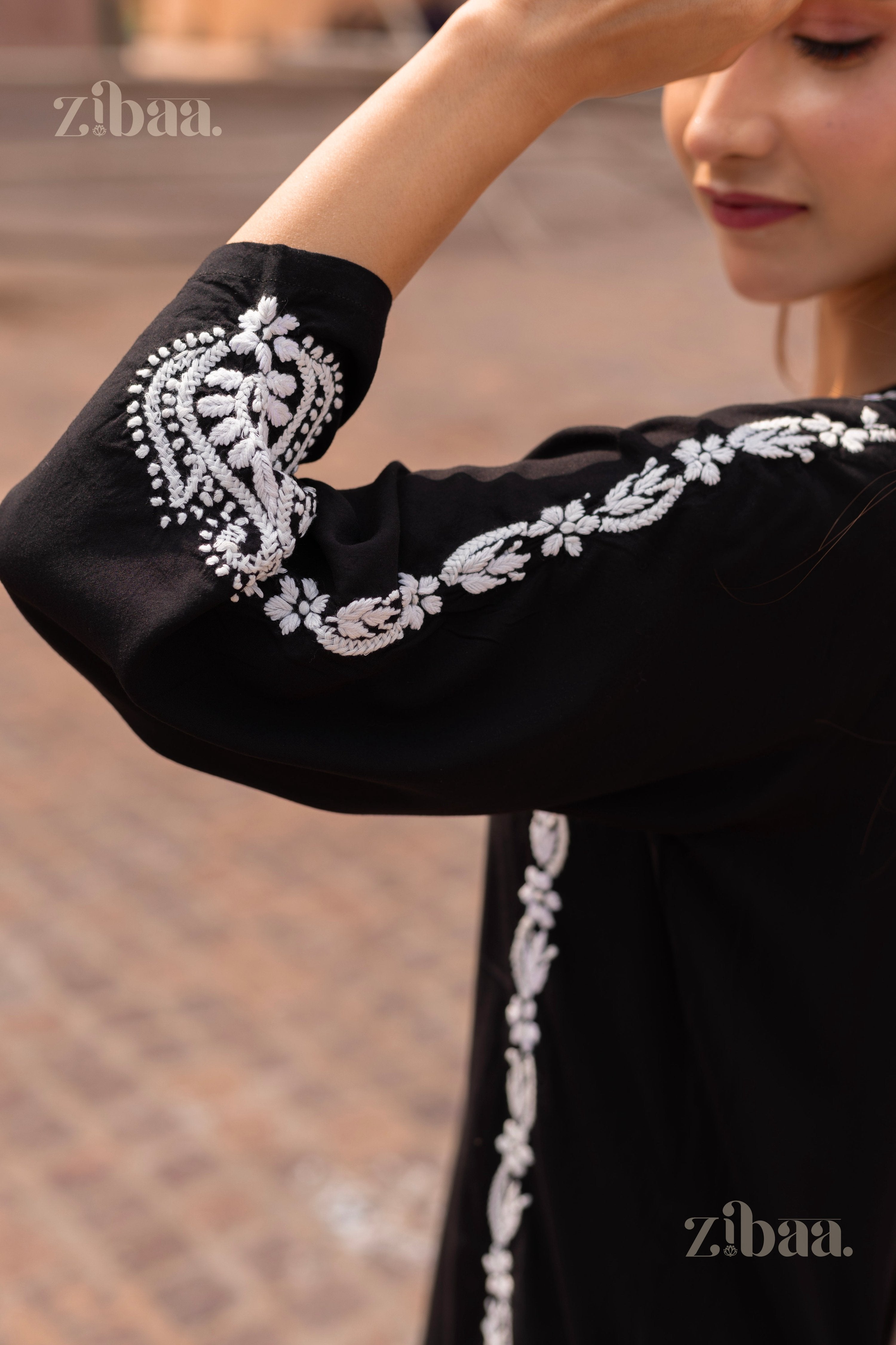 Zibaa Modal Black Chikankari Kurti