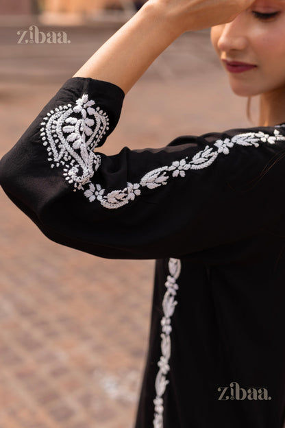 Zibaa Modal Black Chikankari Kurti - Distacart