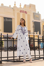 Thumbnail for Zibaa Rayon White Chikankari Kurti with small motifs