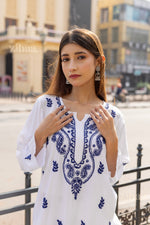 Thumbnail for Zibaa Rayon White Chikankari Kurti with small motifs