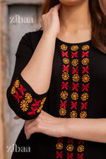 Thumbnail for Zibaa Luxury Rayon Black Chikankari Kurta Set