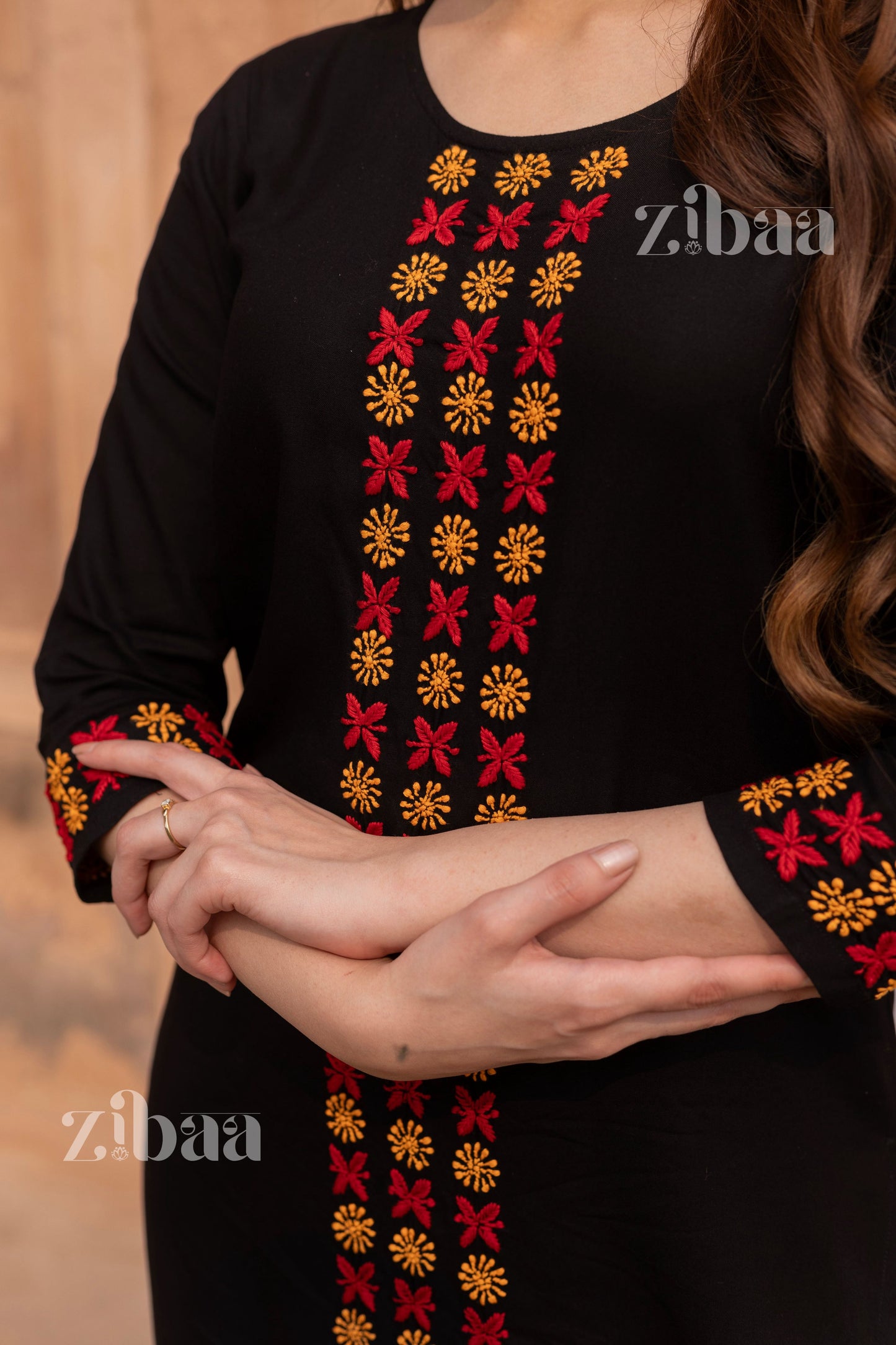 Zibaa Luxury Rayon Black Chikankari Kurta Set - Distacart