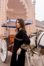 Thumbnail for Zibaa Luxury Rayon Black Chikankari Kurta with Hand Jaal