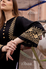 Thumbnail for Zibaa Luxury Rayon Black Chikankari Kurta with Hand Jaal