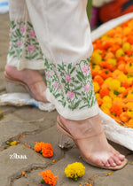 Thumbnail for Zibaa Ivory Pure Muslin Chikankari Kurta Set with Mul Dupatta