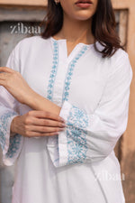Thumbnail for Zibaa Luxury Rayon White Chikankari Kurta Set