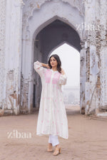 Thumbnail for Zibaa Ivory Muslin Long Chikankari Kurta