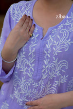 Thumbnail for Zibaa Modal Lavender Chikankari Kurta