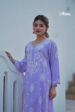Thumbnail for Zibaa Modal Lavender Chikankari Kurta