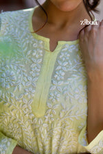 Thumbnail for Zibaa Modal Butter Yellow Chikankari Kurta