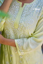 Thumbnail for Zibaa Modal Butter Yellow Chikankari Kurta