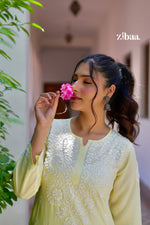 Thumbnail for Zibaa Modal Butter Yellow Chikankari Kurta