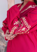 Thumbnail for Zibaa Hot Pink Luxury Rayon Chikankari Top