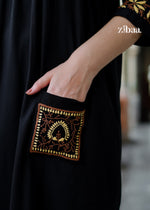 Thumbnail for Zibaa Black & Gold Rayon Chikankari Kurta