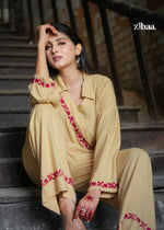 Thumbnail for Zibaa Beige Rayon Chikankari Co-ord Set