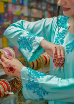 Thumbnail for Zibaa Cyan Blue Modal Chikankari Kurta