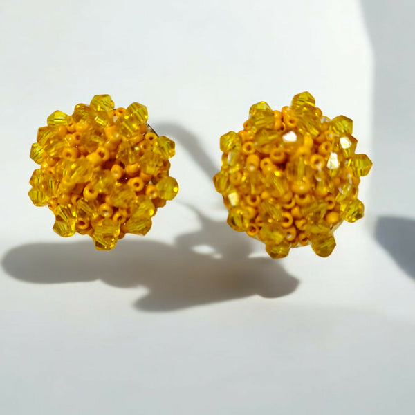 Inhanns Small Statement Studs Earrings - Yellow - Distacart