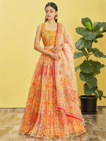 Thumbnail for Tulsi Art Bright Yellow Mirror Work Organza Function Wear Lehenga Choli