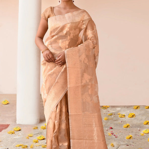Joban Fashion Gold Banarasi Tissue Saree