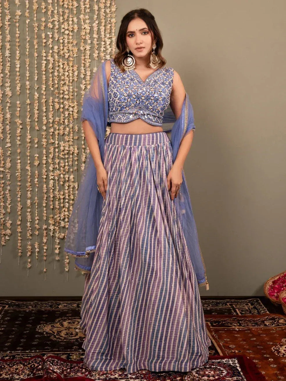 Tulsi Art Graceful Lavender Digital Printed Organza Lehenga Choli With Dupatta - Dista